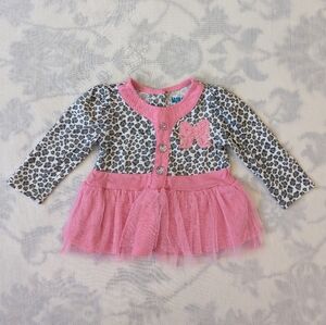 Monkey Bars gray and white leopard print pink tutu tunic dress top 12 months
